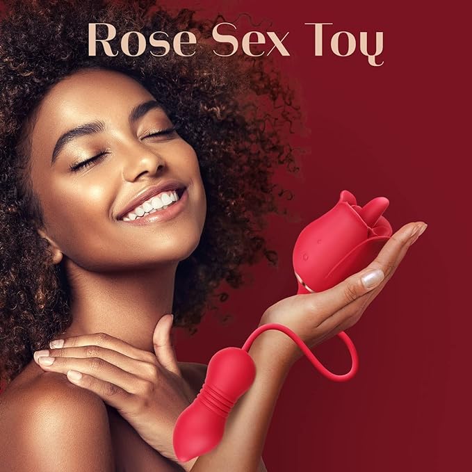 Rose-Toy Dildo Thrusting Vibrator for Women Egg Clitoris Sucker Stimulator Tongue Licking