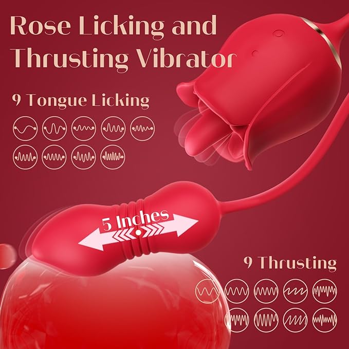 Rose-Toy Dildo Thrusting Vibrator for Women Egg Clitoris Sucker Stimulator Tongue Licking