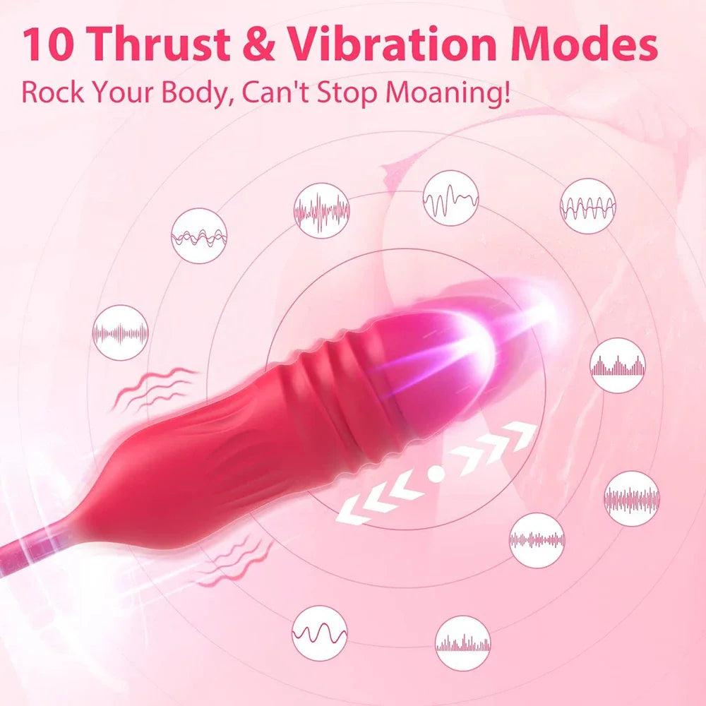 Rose-Toy Dildo Thrusting Vibrator for Women Egg Clitoris Sucker Stimulator Tongue Licking